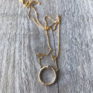 Gold Brass-Zircon-Necklace